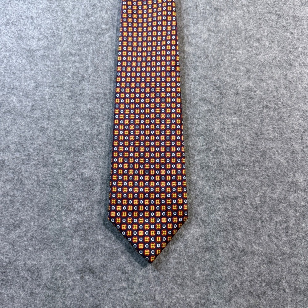 Barneys New York Souda Italy Silk Necktie Geometric Pattern Men's Tie